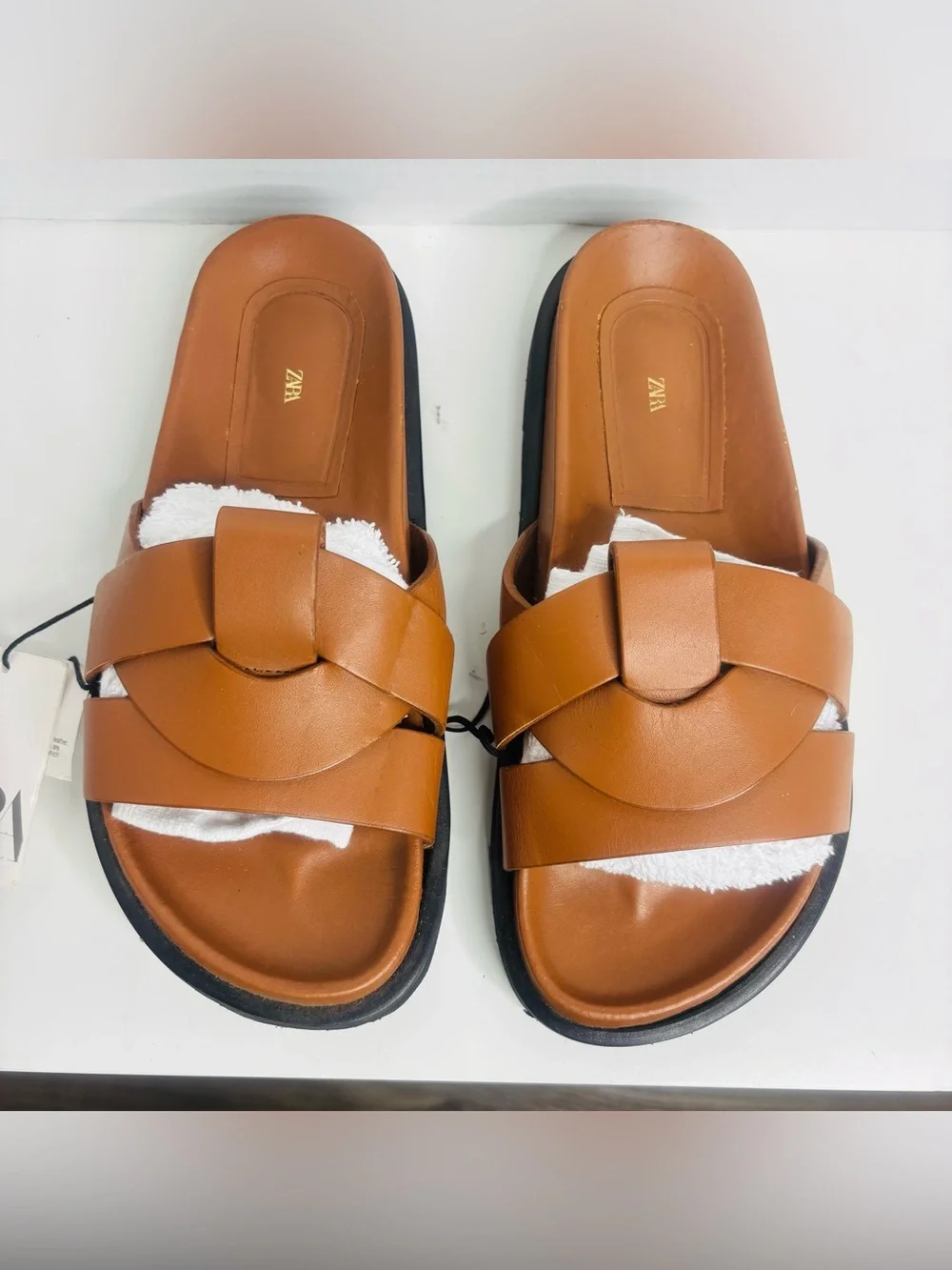 Zara leather slides